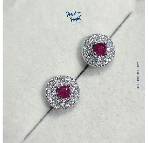 July Birthstone-Ruby Classic Earrings